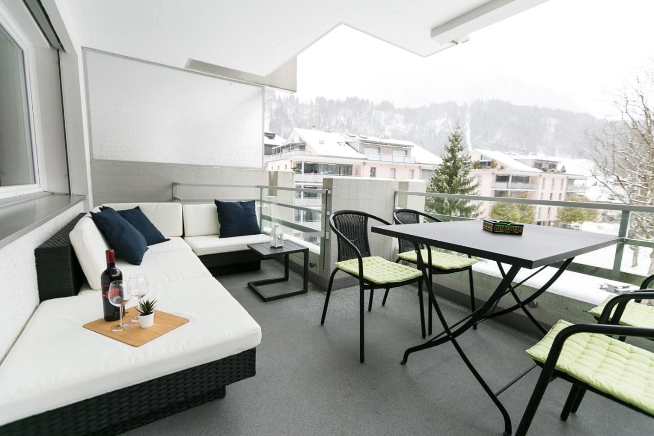 Spirit Apartments - Balkon - Bergsicht - Parkplatz Енгельберг Екстер'єр фото
